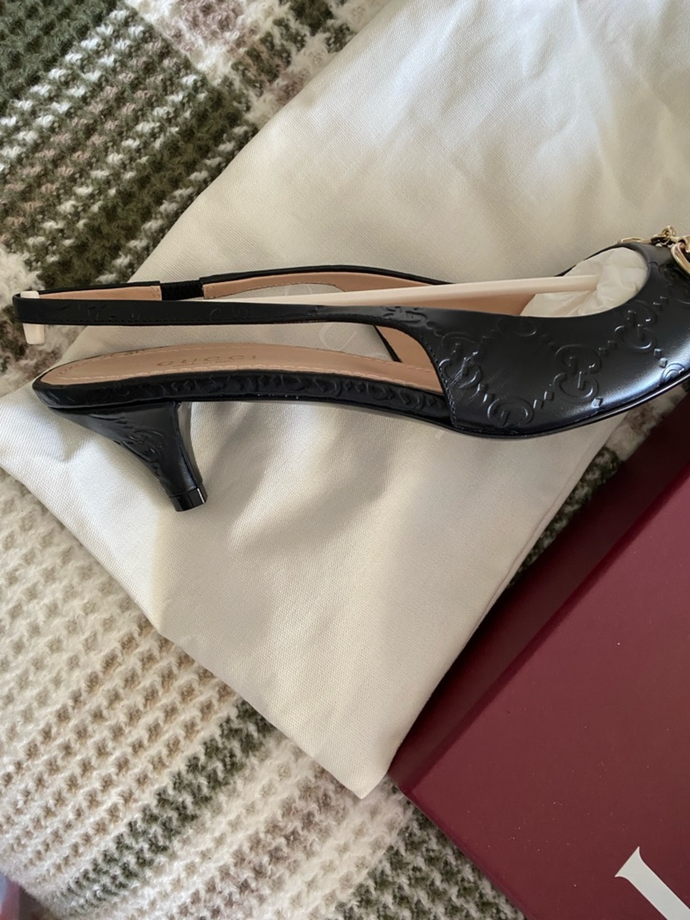 Gucci Black Patent Leather Horsebit Slingback Pointed Toe Mule - Picture 4 of 5